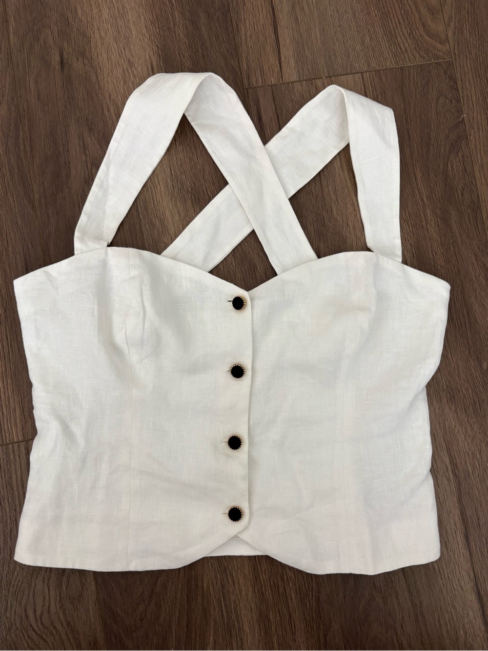 Reformation White Kimberly 100% Linen Top Sweetheart Neckline, Sz. 8 NWT